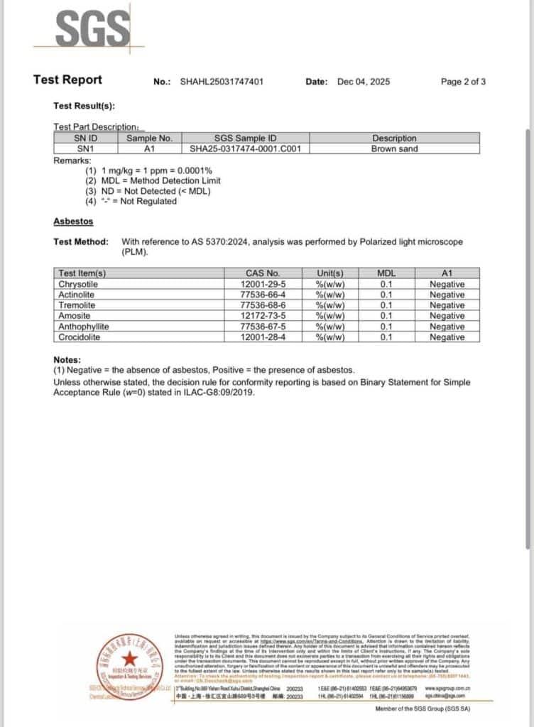 Testrapport speelzand